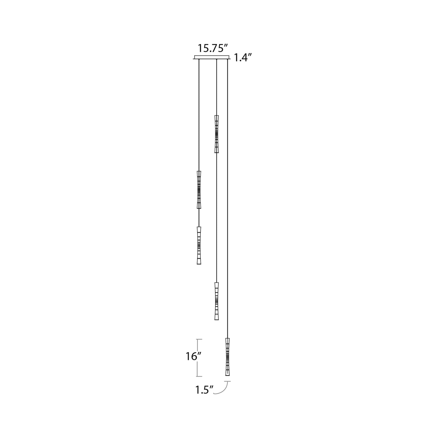 Sabre LED Multi Light Pendant Light - line drawing.