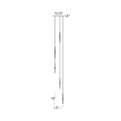 Sabre LED Multi Light Pendant Light - line drawing.
