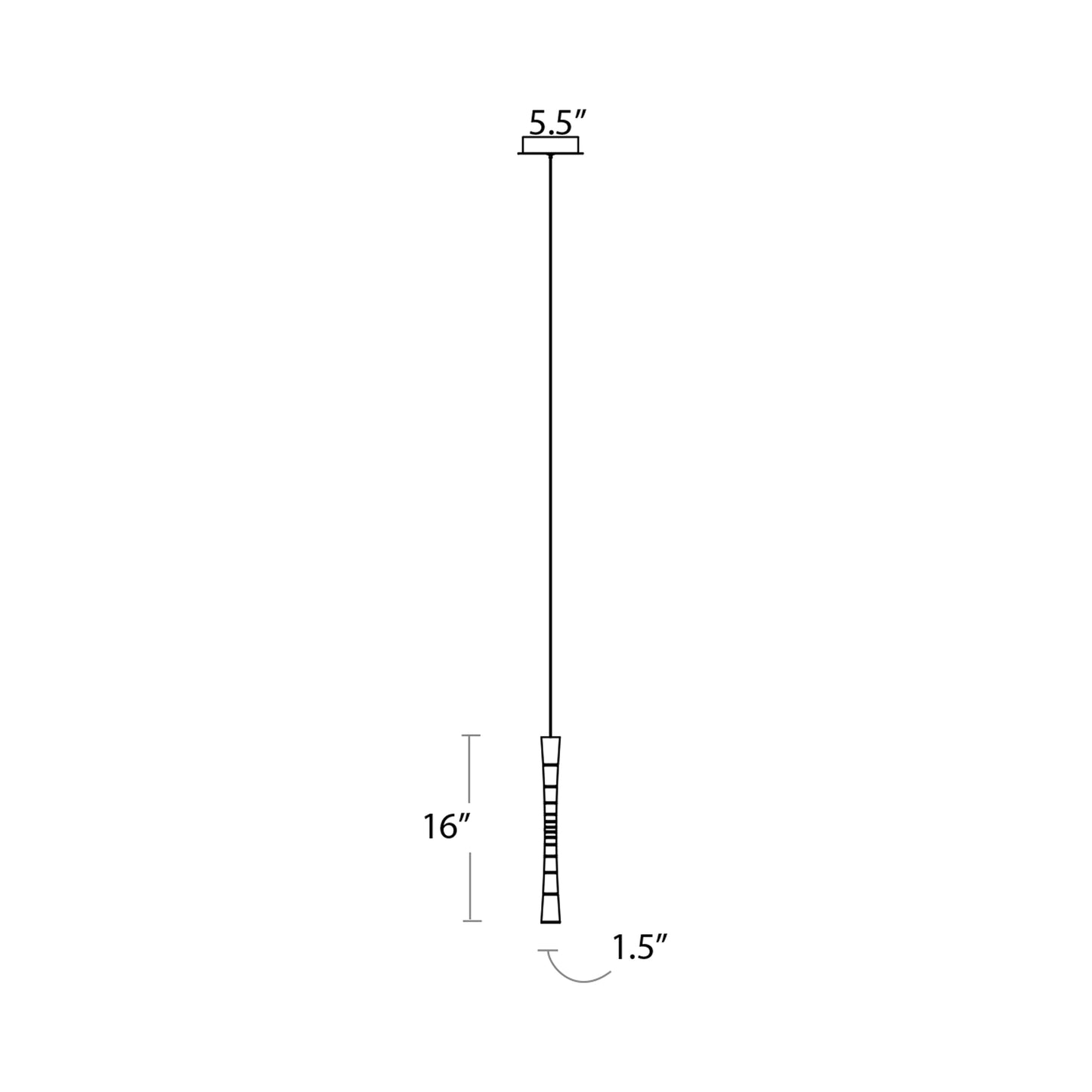 Sabre LED Pendant Light - line drawing.