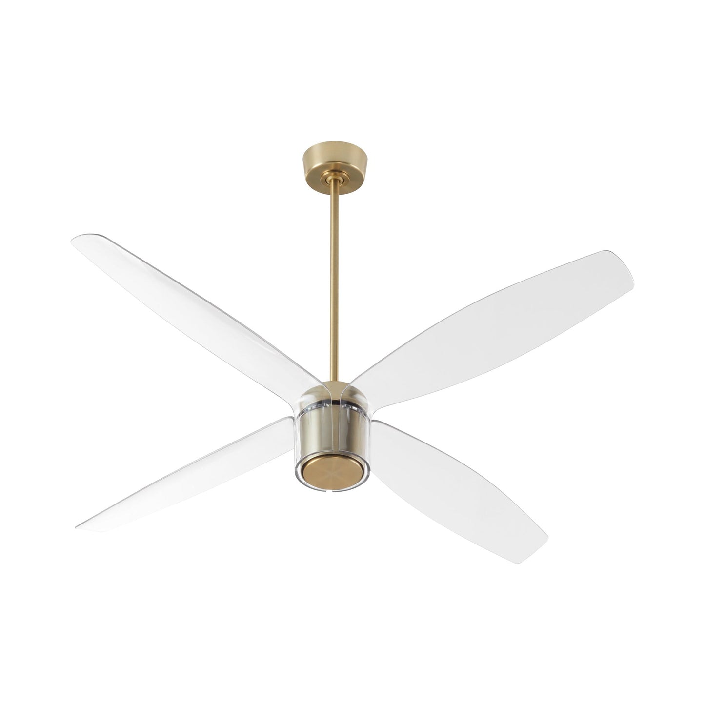 Samaran Ceiling Fan in Aged Brass/Clear.