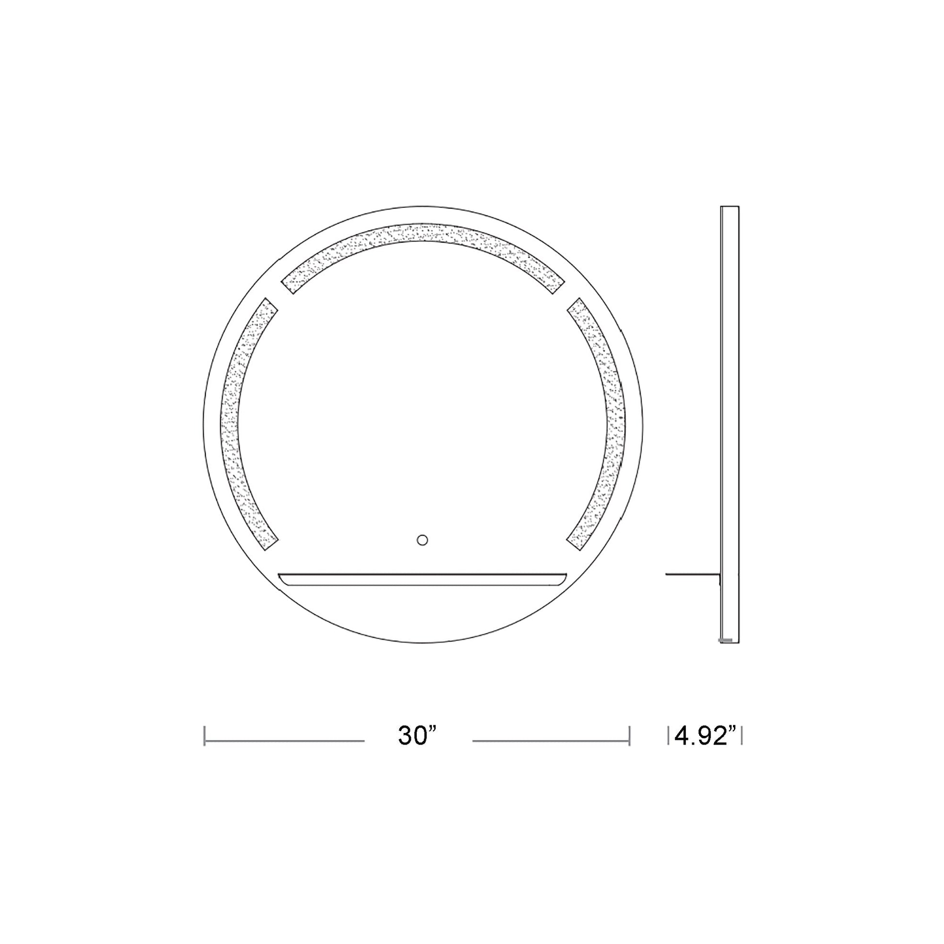 Skylight LED Wall Mirror - line drawing.