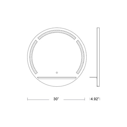 Skylight LED Wall Mirror - line drawing.