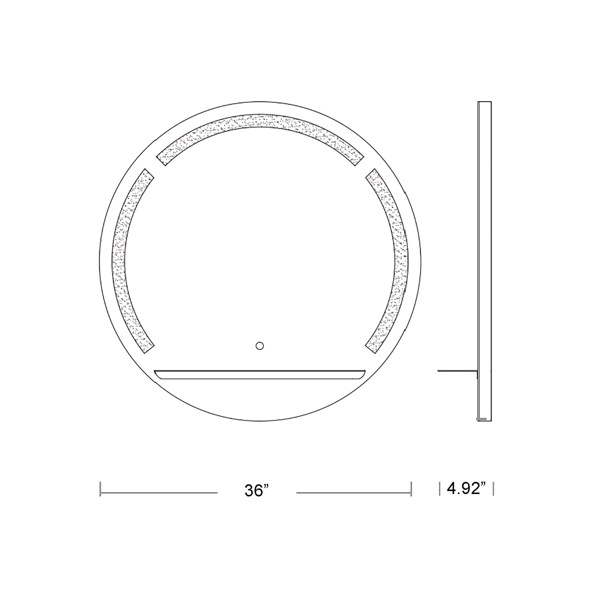 Skylight LED Wall Mirror - line drawing.