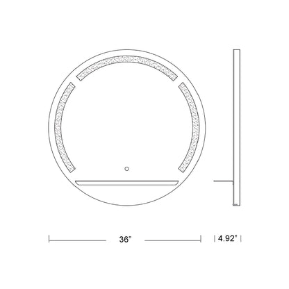 Skylight LED Wall Mirror - line drawing.