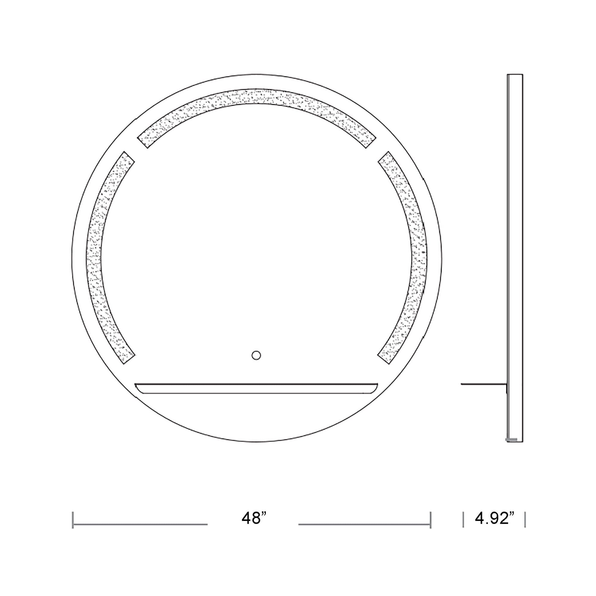 Skylight LED Wall Mirror - line drawing.