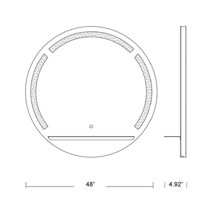 Skylight LED Wall Mirror - line drawing.