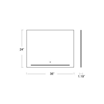 Skylight Rectangle LED Wall Mirror - line drawing.