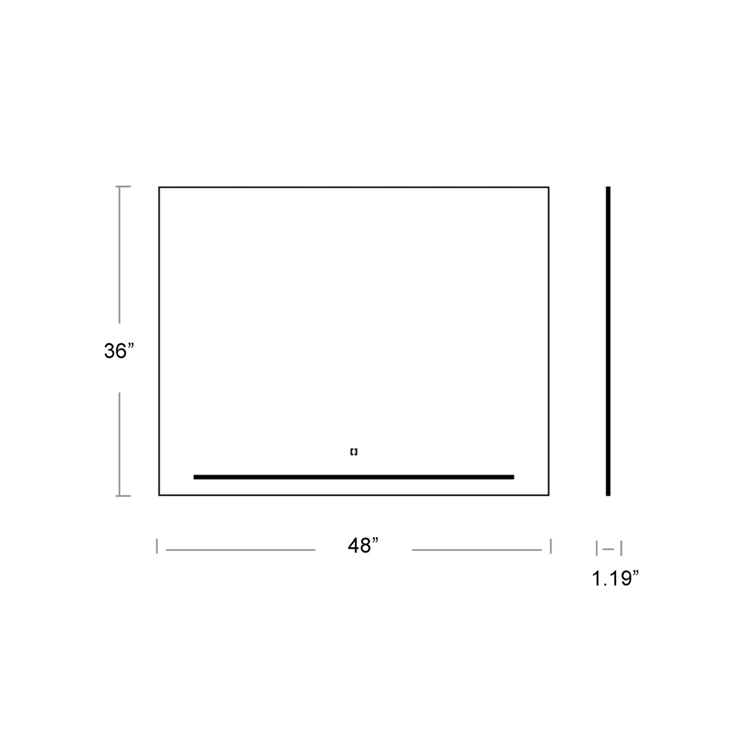 Skylight Rectangle LED Wall Mirror - line drawing.