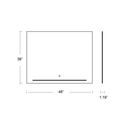 Skylight Rectangle LED Wall Mirror - line drawing.