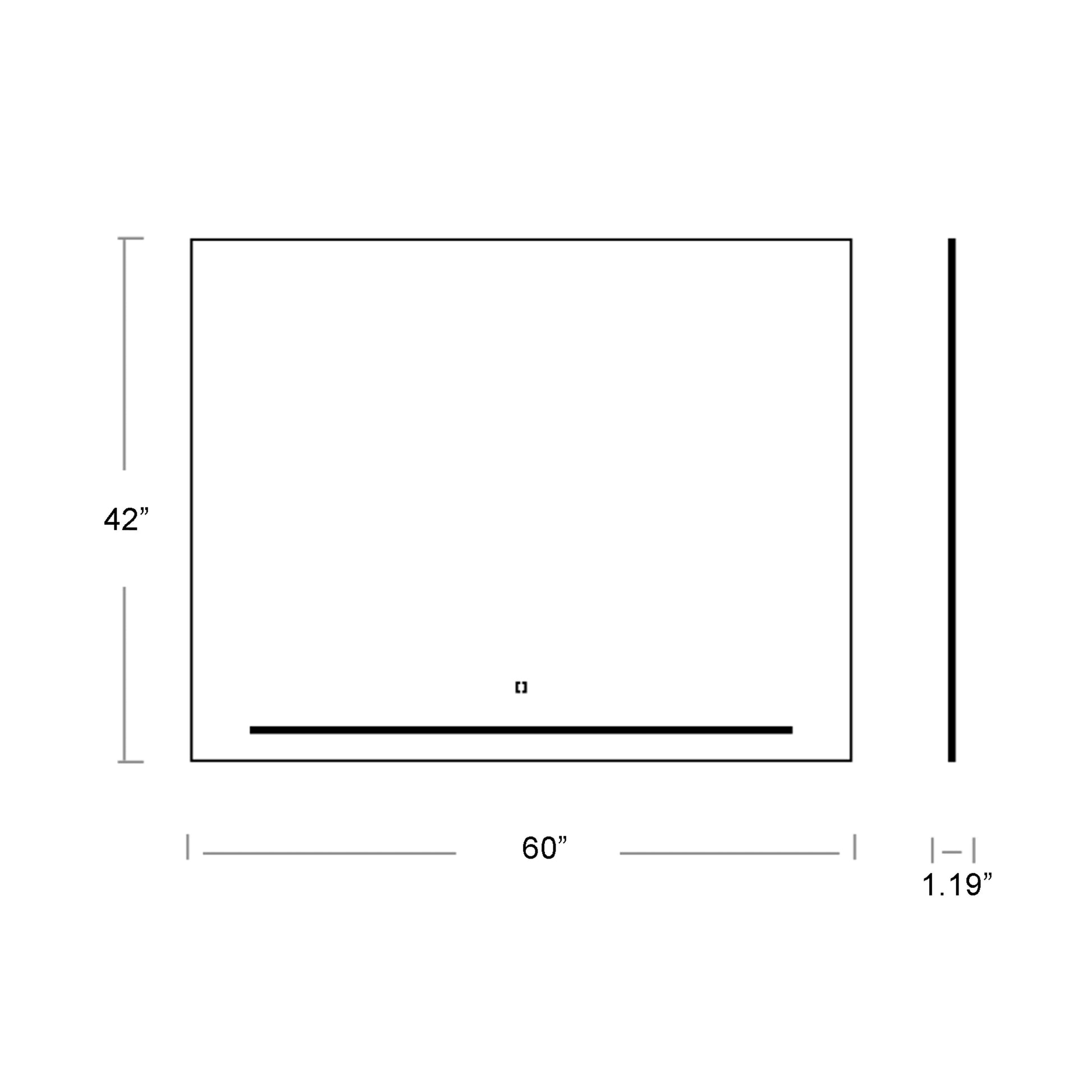 Skylight Rectangle LED Wall Mirror - line drawing.