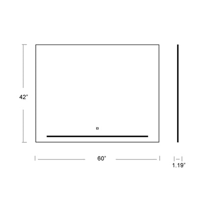 Skylight Rectangle LED Wall Mirror - line drawing.