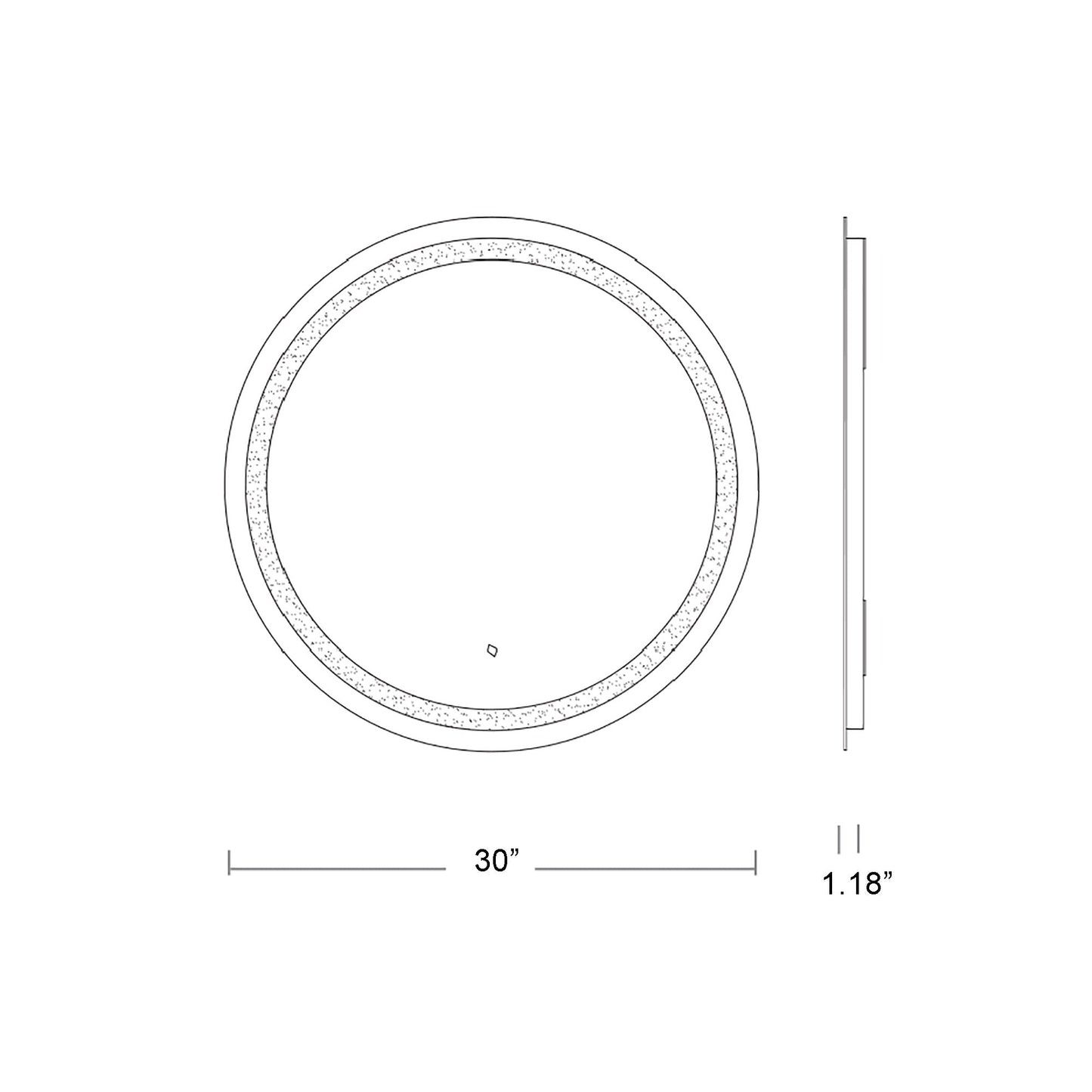Spectrum LED Vanity Mirror - line drawing.