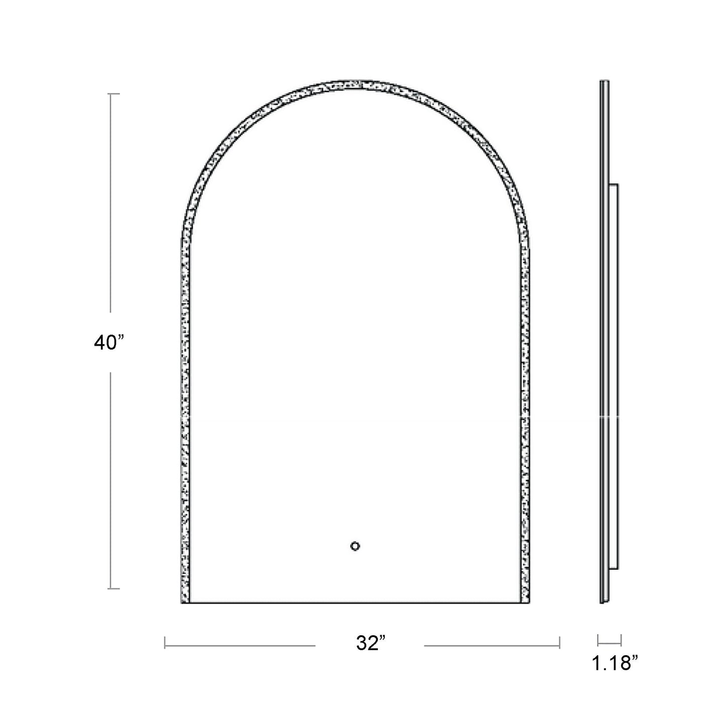 Starlight Arch LED Wall Mirror - line drawing.