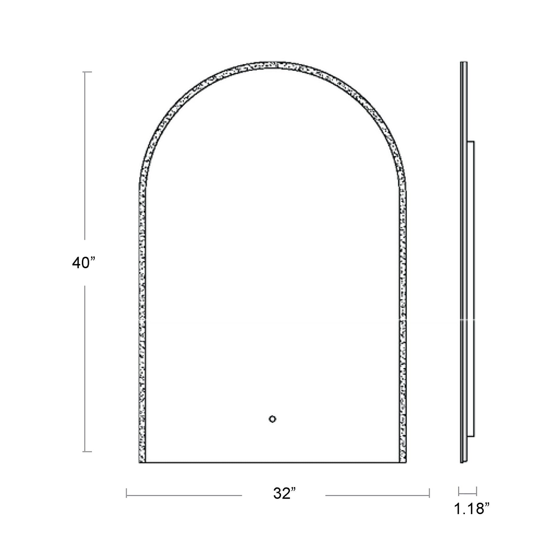 Starlight Arch LED Wall Mirror - line drawing.
