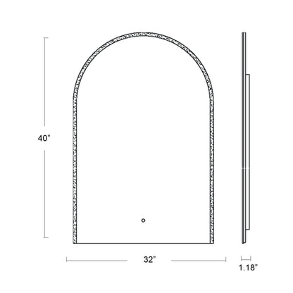 Starlight Arch LED Wall Mirror - line drawing.