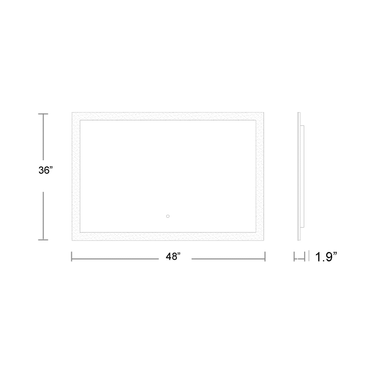 Starlight Rectangle LED Wall Mirror - line drawing.
