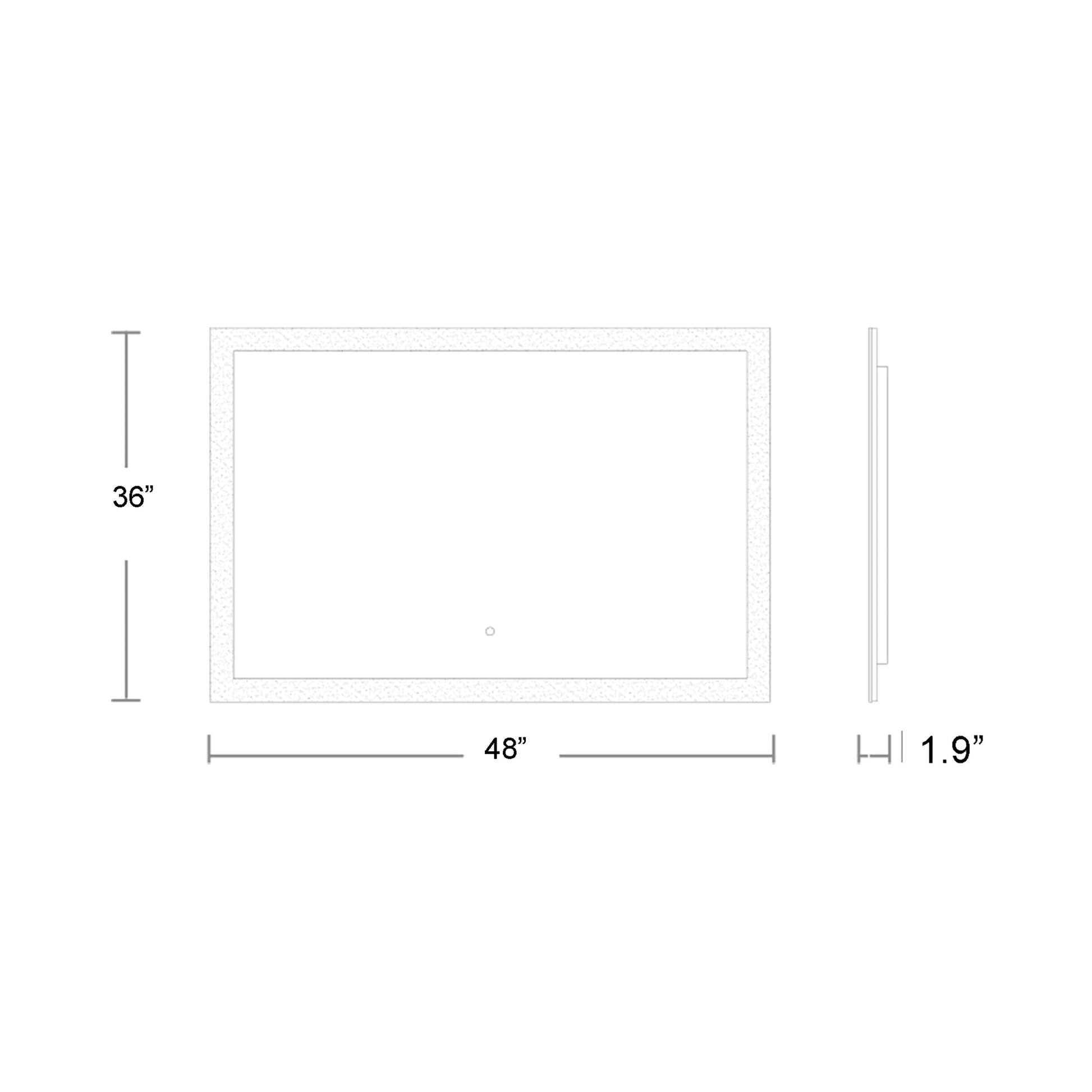 Starlight Rectangle LED Wall Mirror - line drawing.