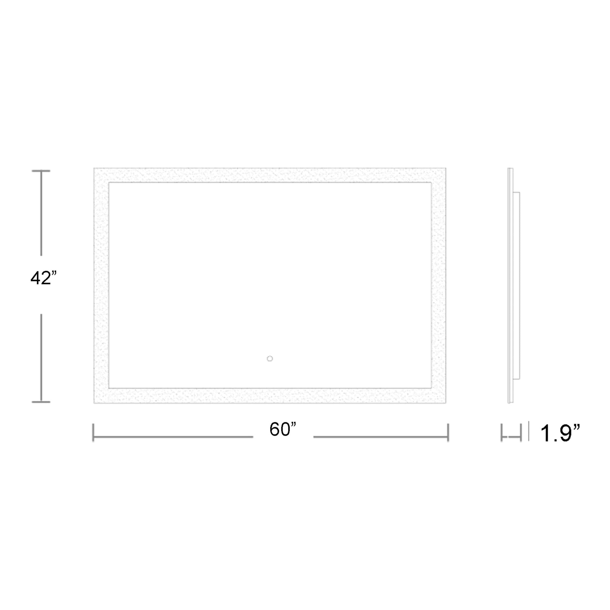 Starlight Rectangle LED Wall Mirror - line drawing.