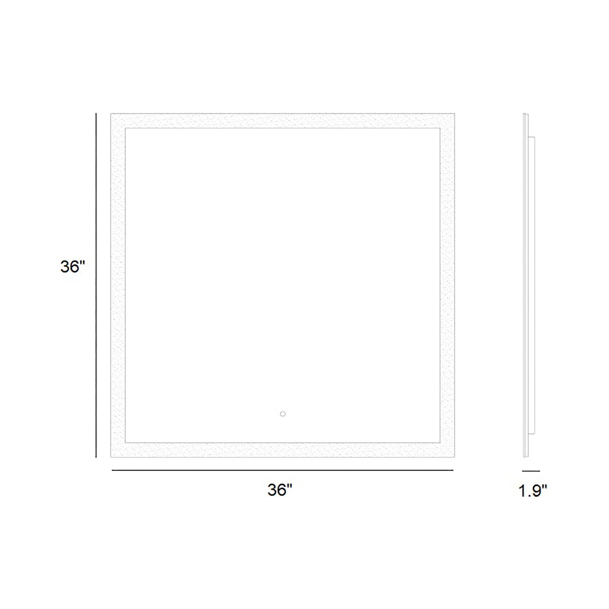 Starlight Square LED Wall Mirror - line drawing.