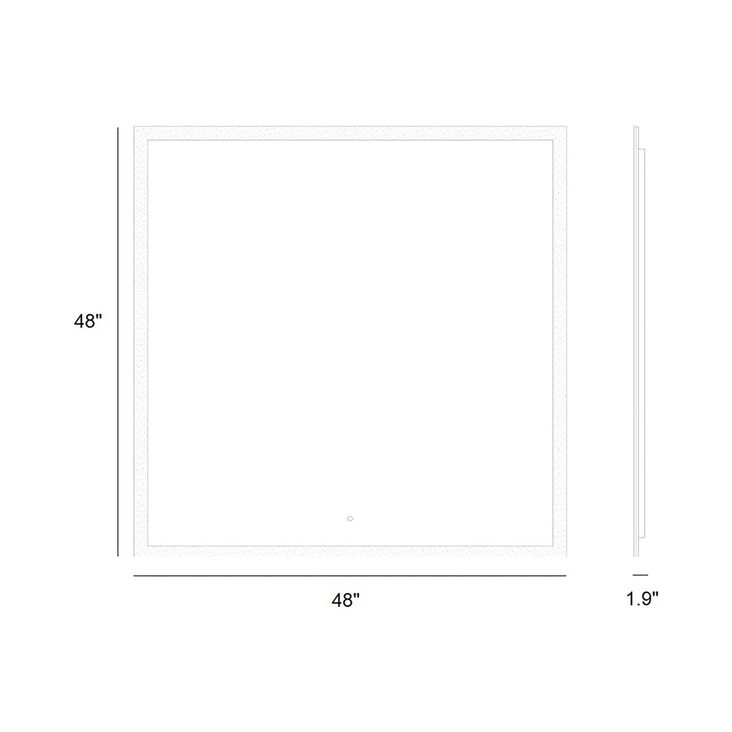 Starlight Square LED Wall Mirror - line drawing.