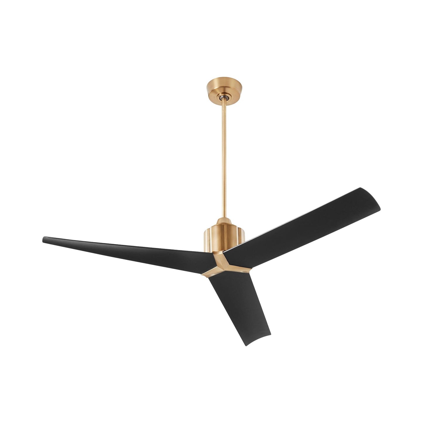 Strato Ceiling Fan in Aged Brass/Black.