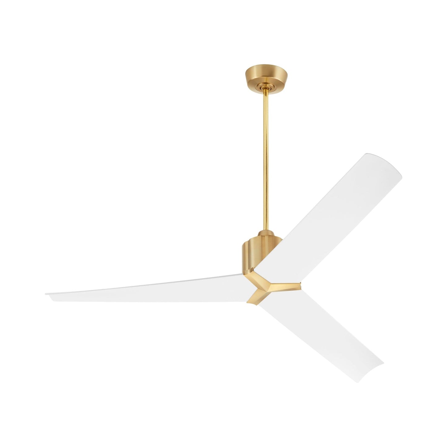 Strato Ceiling Fan in Aged Brass/White.