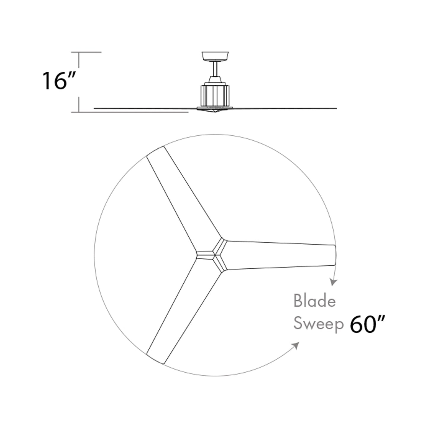 Strato Ceiling Fan - line drawing.