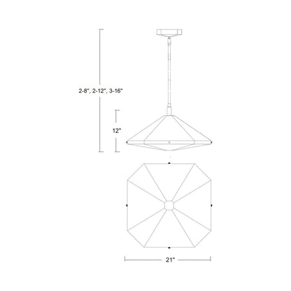 Tempe LED Pendant Light - line drawing.