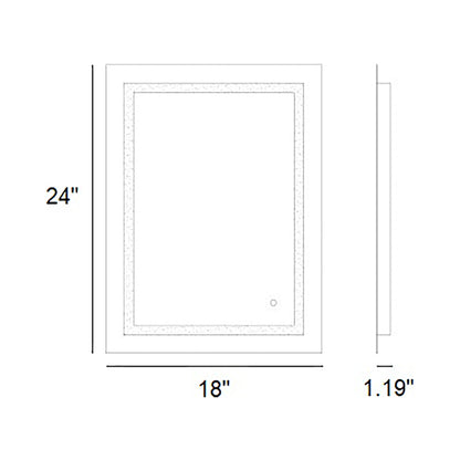 Track Rectangle LED Wall Mirror - line drawing.