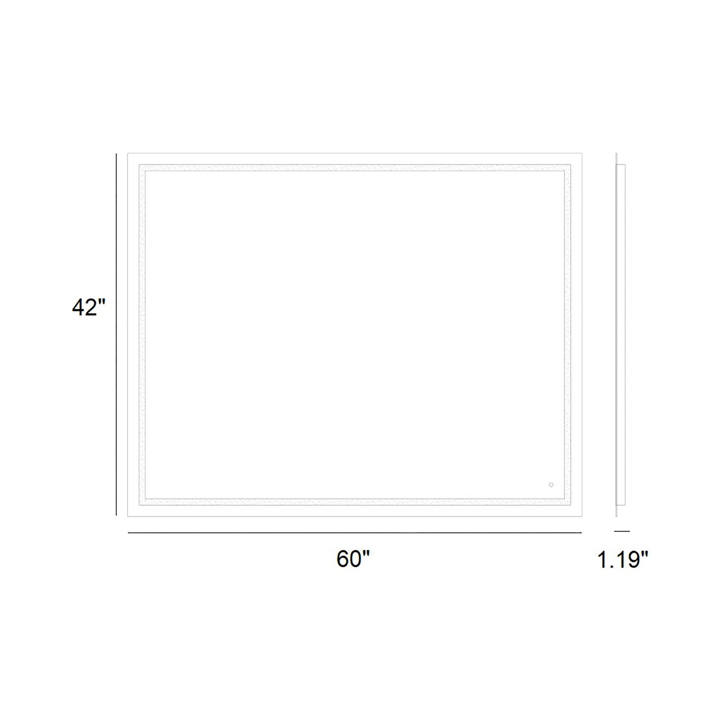 Track Rectangle LED Wall Mirror - line drawing.