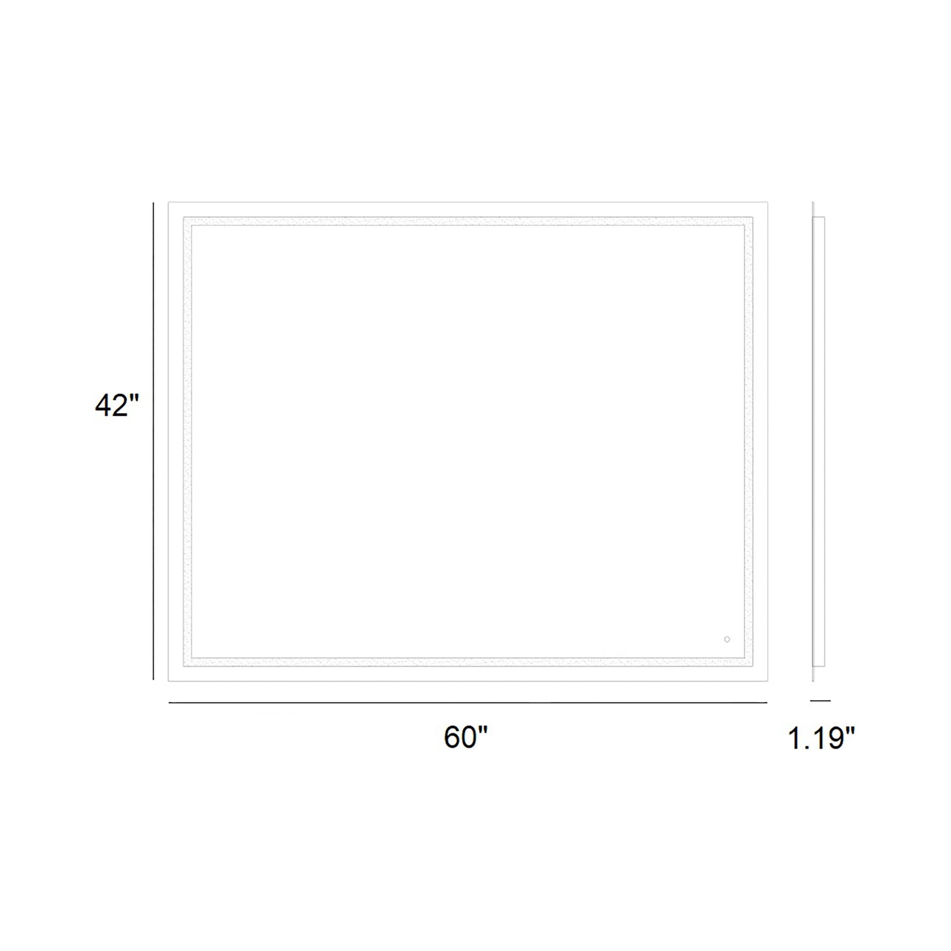 Track Rectangle LED Wall Mirror - line drawing.