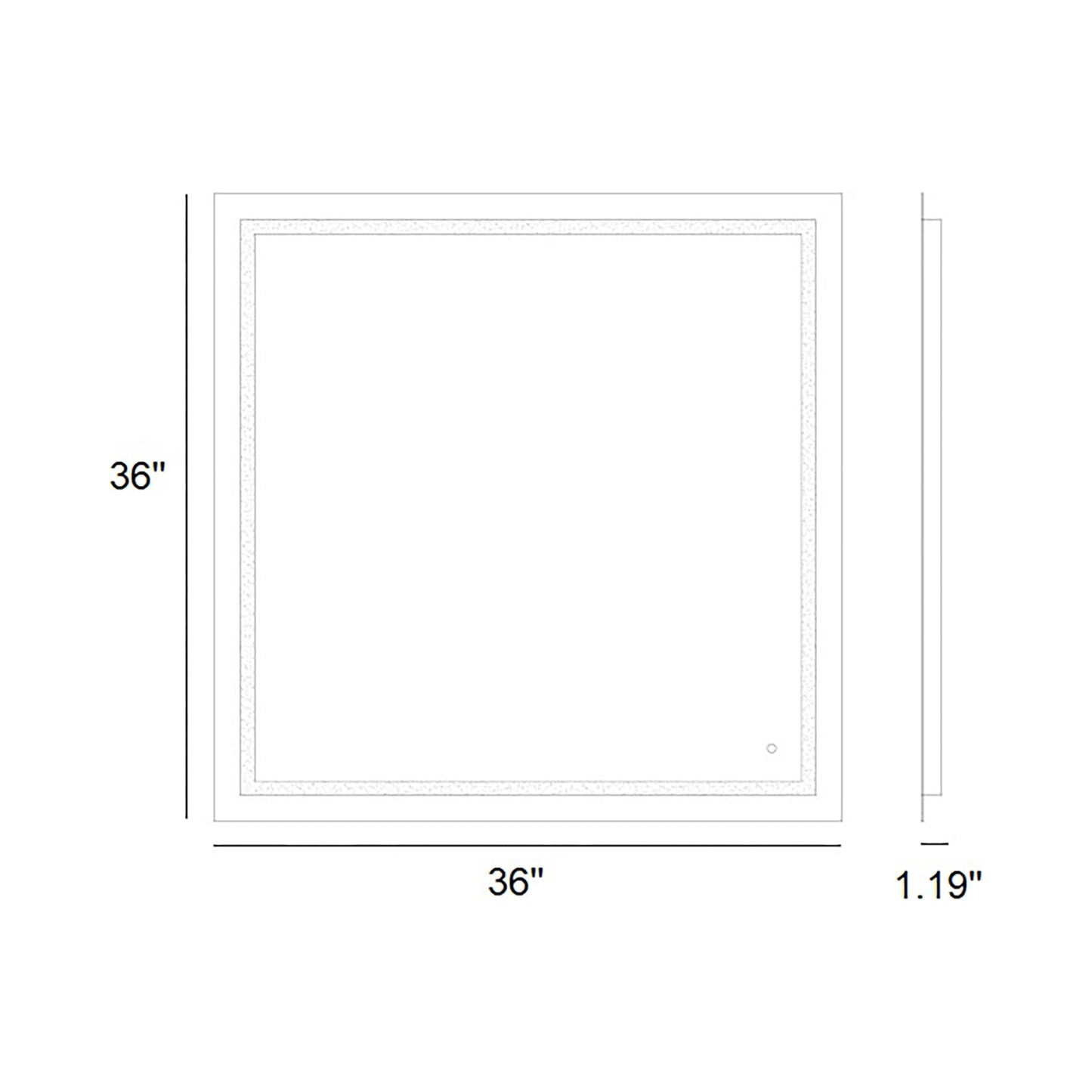 Track Square LED Wall Mirror - line drawing.