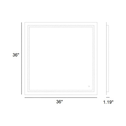 Track Square LED Wall Mirror - line drawing.