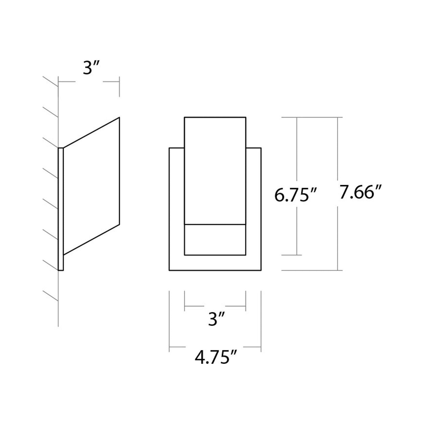 Uno Wall Light - line drawing.