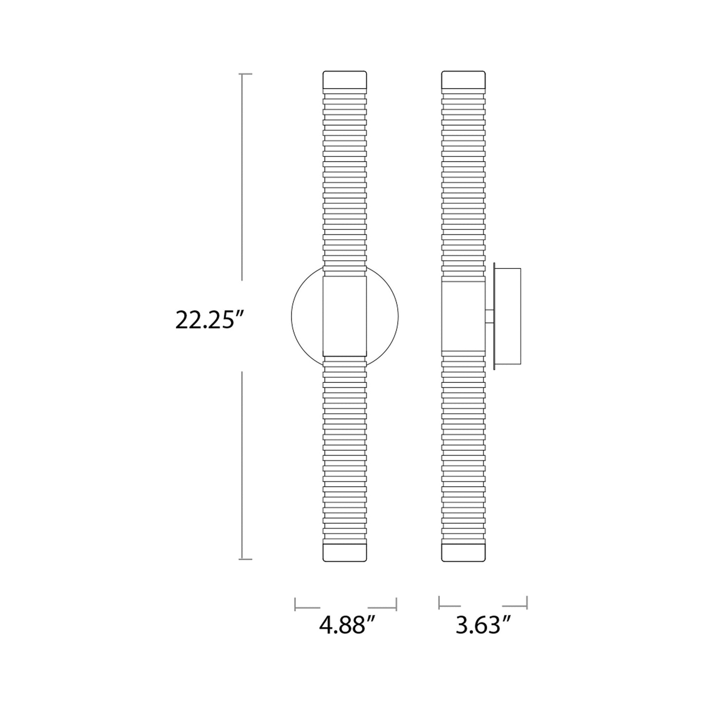 Vaden LED Wall Light - line drawing.