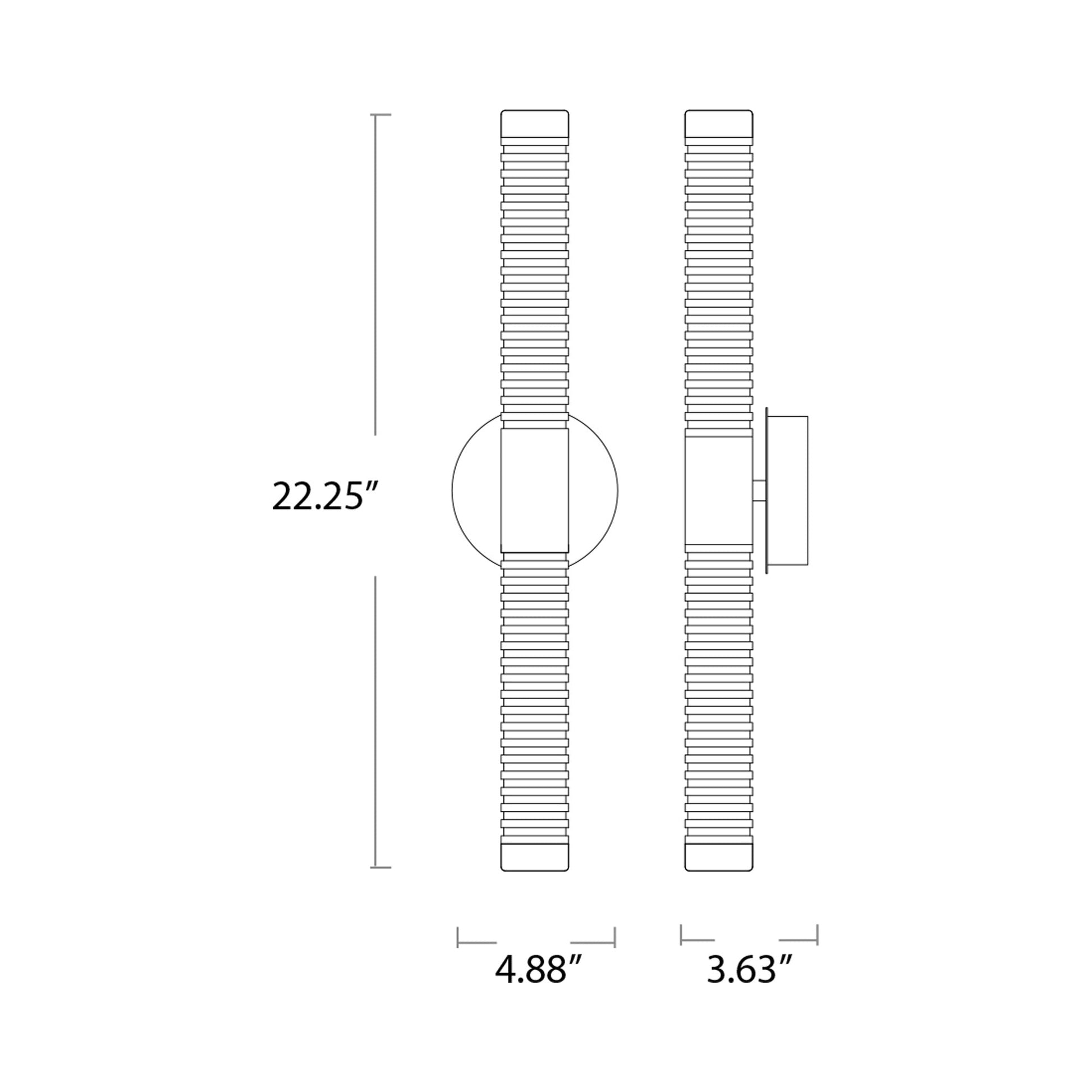 Vaden LED Wall Light - line drawing.