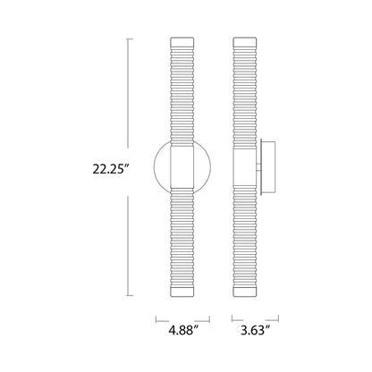 Vaden LED Wall Light - line drawing.