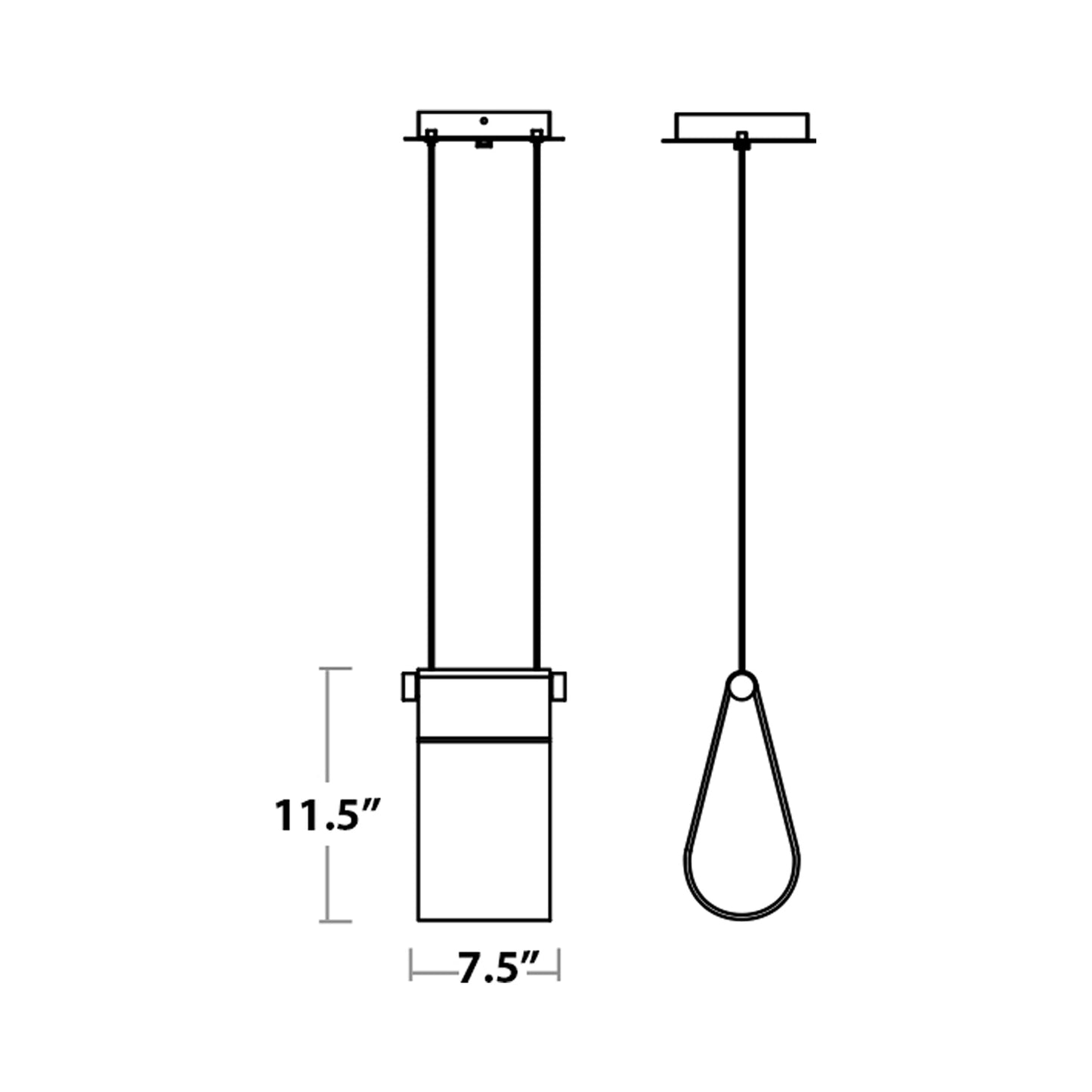 Veer LED Pendant Light - line drawing.