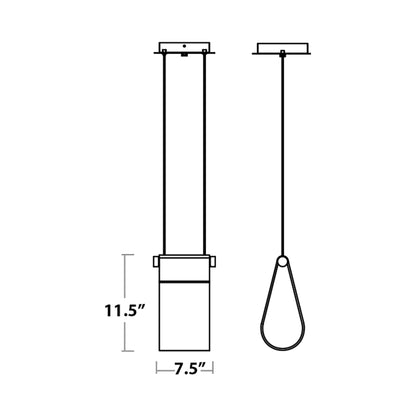 Veer LED Pendant Light - line drawing.