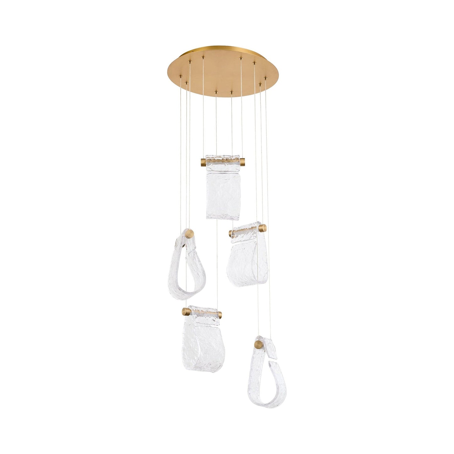 Veer Multi Light LED Pendant Light in Aged Brass.