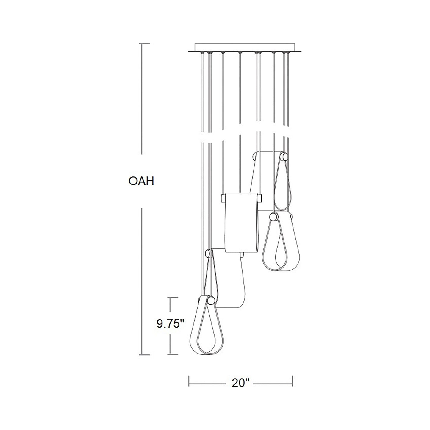 Veer Multi Light LED Pendant Light - line drawing.