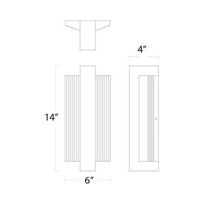 Verve Outdoor LED Wall Light - line drawing.