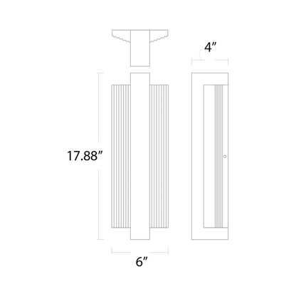 Verve Outdoor LED Wall Light - line drawing.