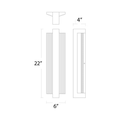 Verve Outdoor LED Wall Light - line drawing.
