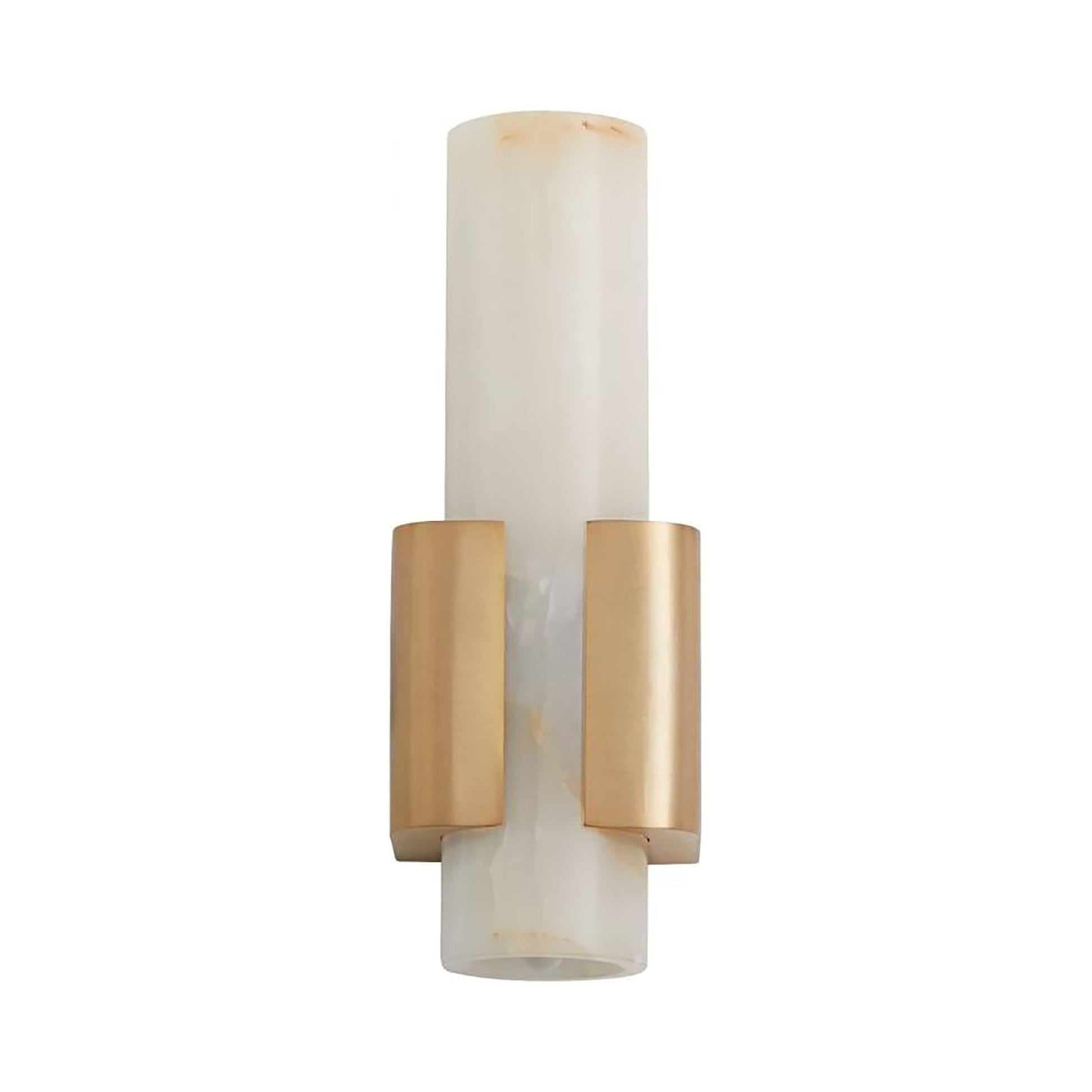 Virtue Single LED Wall Light in Aged Brass.