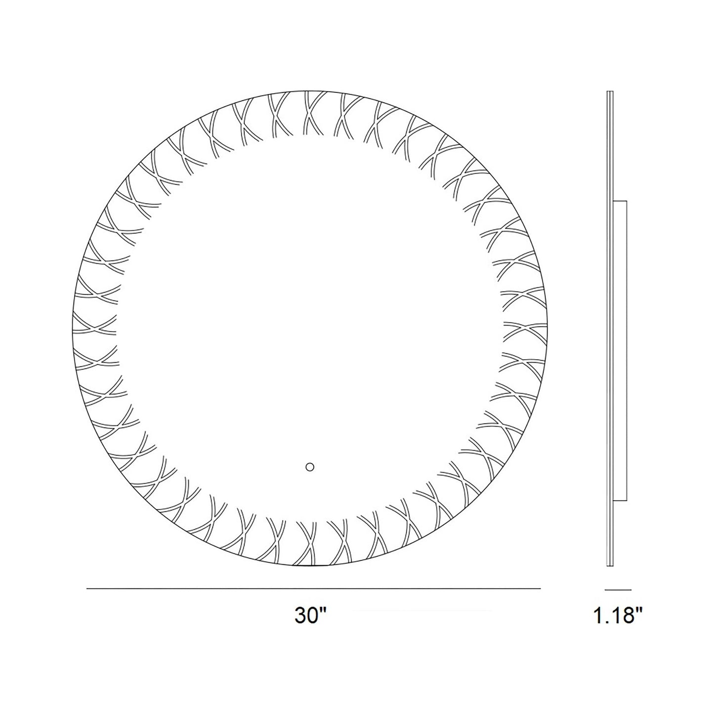 Xo LED Wall Mirror - line drawing.