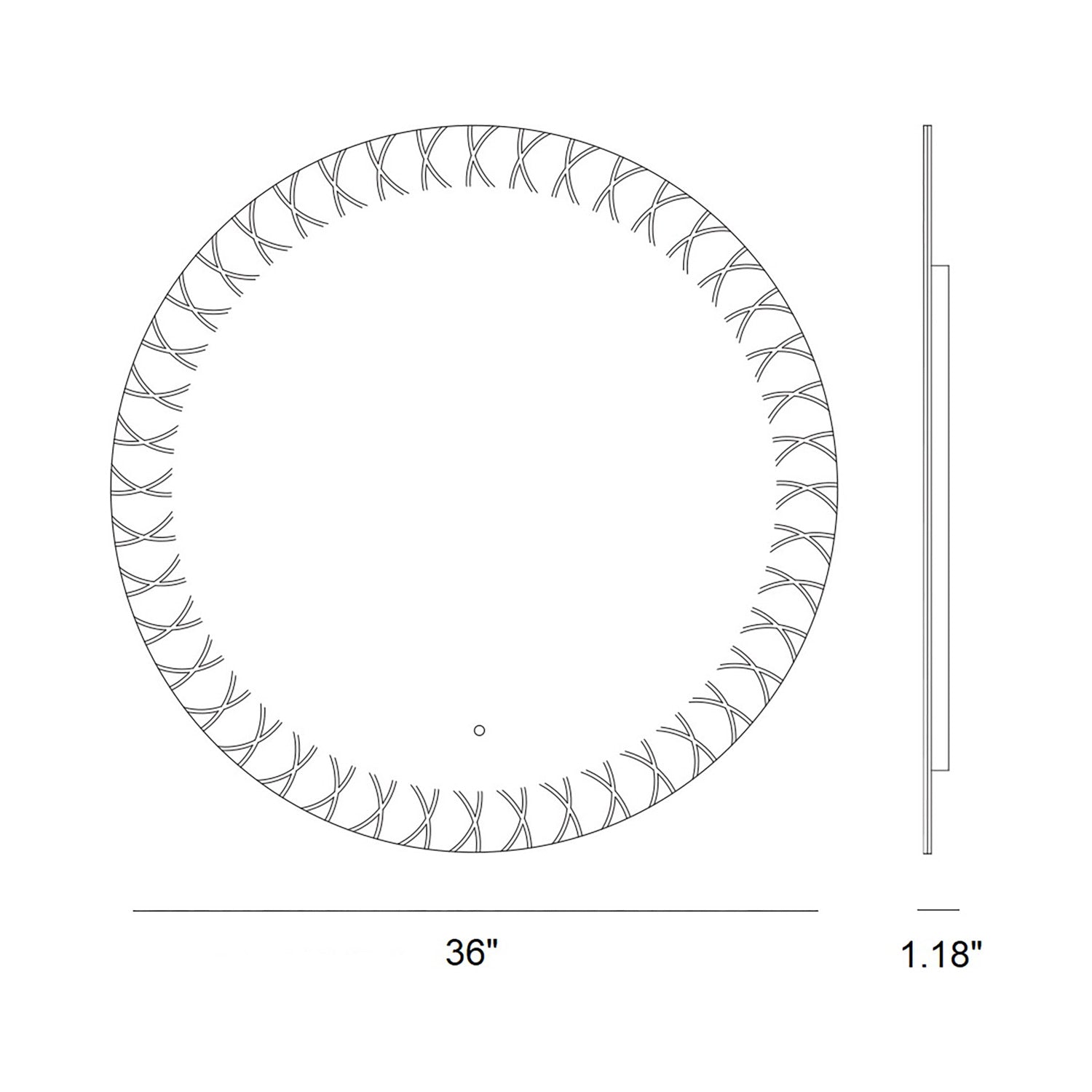 Xo LED Wall Mirror - line drawing.