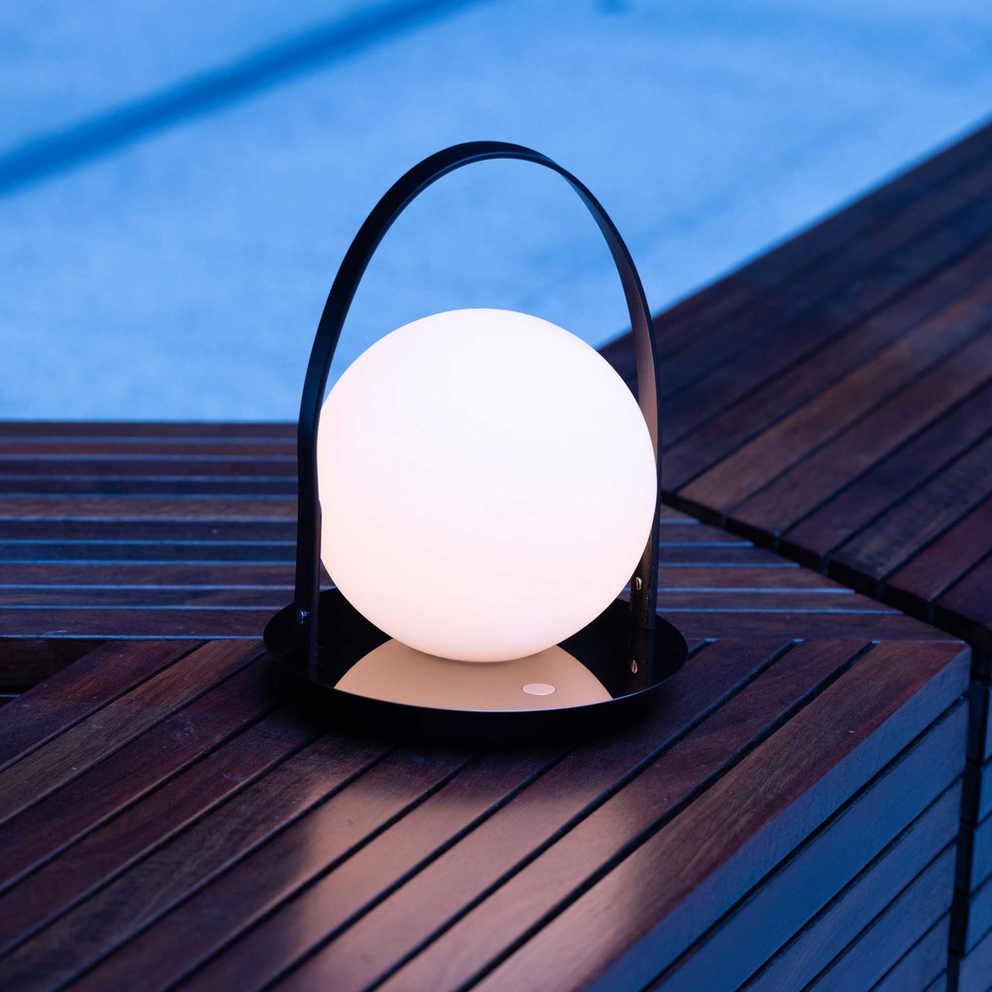 Bola Outdoor LED Lantern in Outside Area.