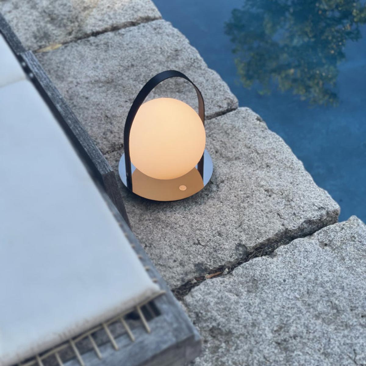 Bola Outdoor LED Lantern in Outside Area.