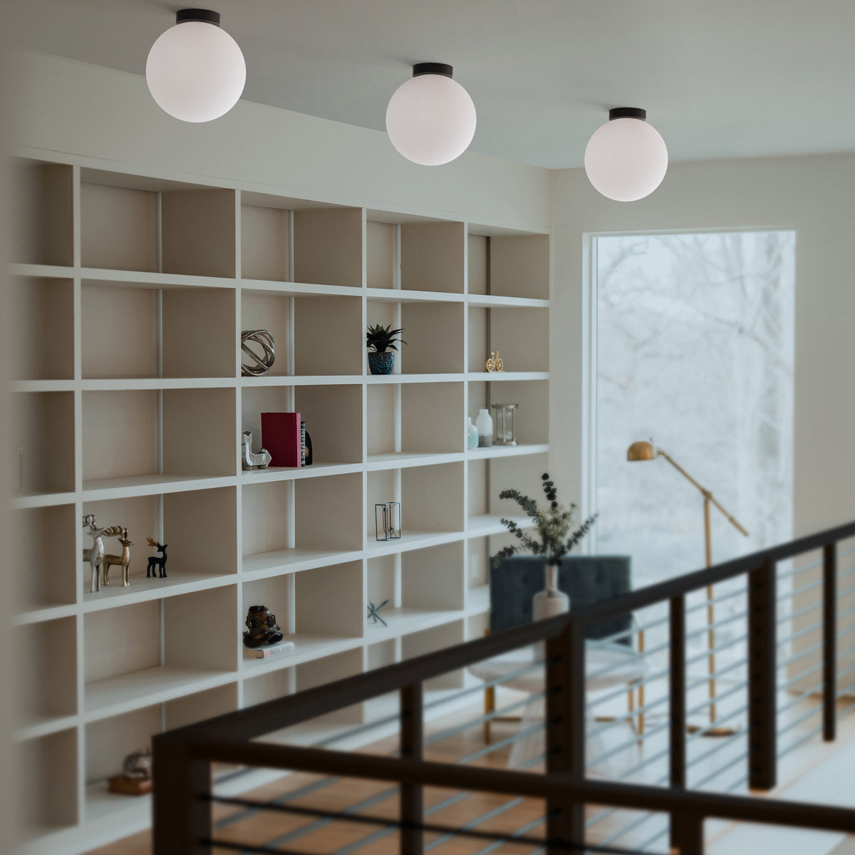 Bola Sphere LED Flush Mount Ceiling Light in Living Room.